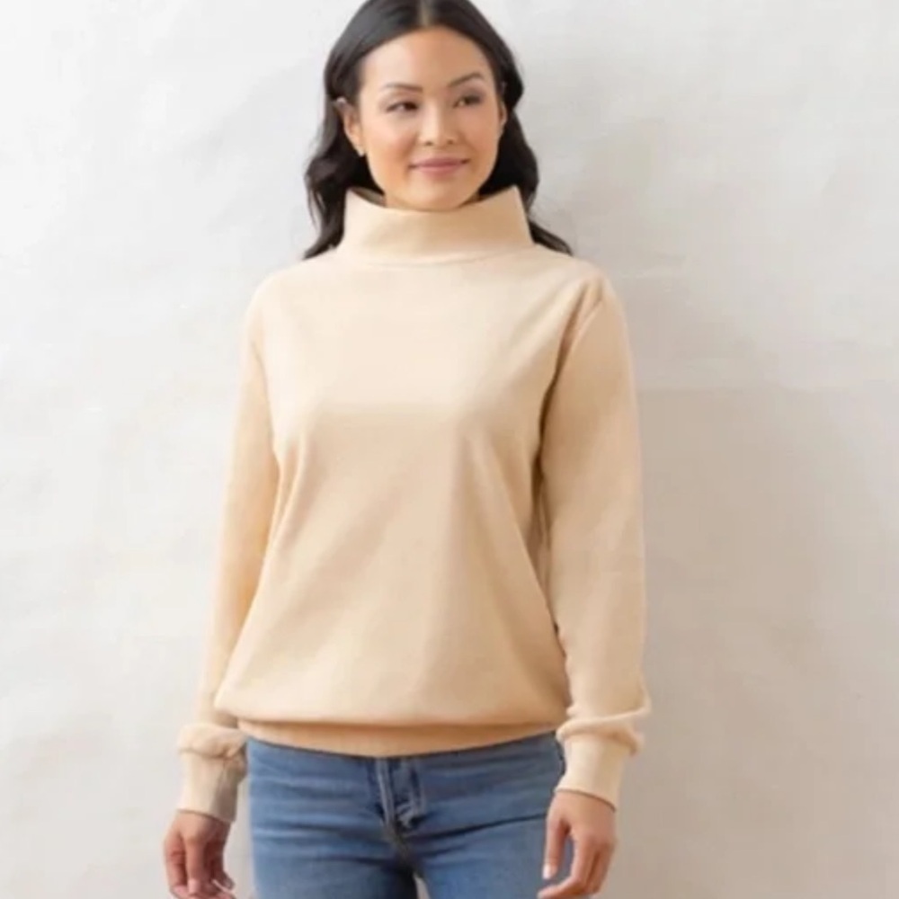 Dudley Stephens Tan Baldwin Mock Neck Terry Cloth Style Sweater XS